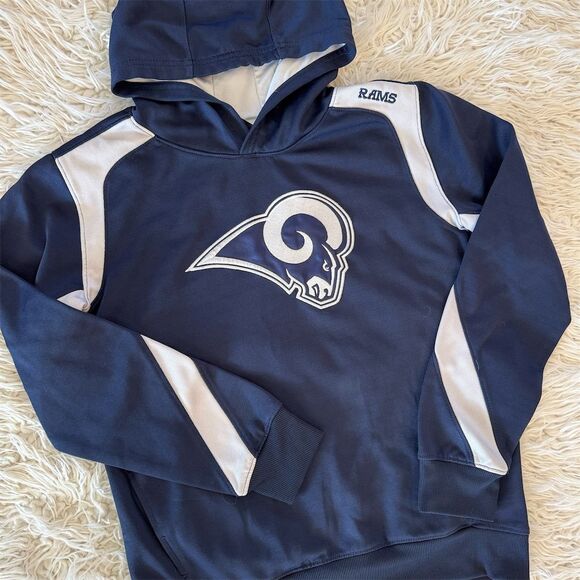 Boys NFL Team Apparel Los Angeles Rams Pullover Hoodie Blue XL 18/20 - Picture 1 of 8